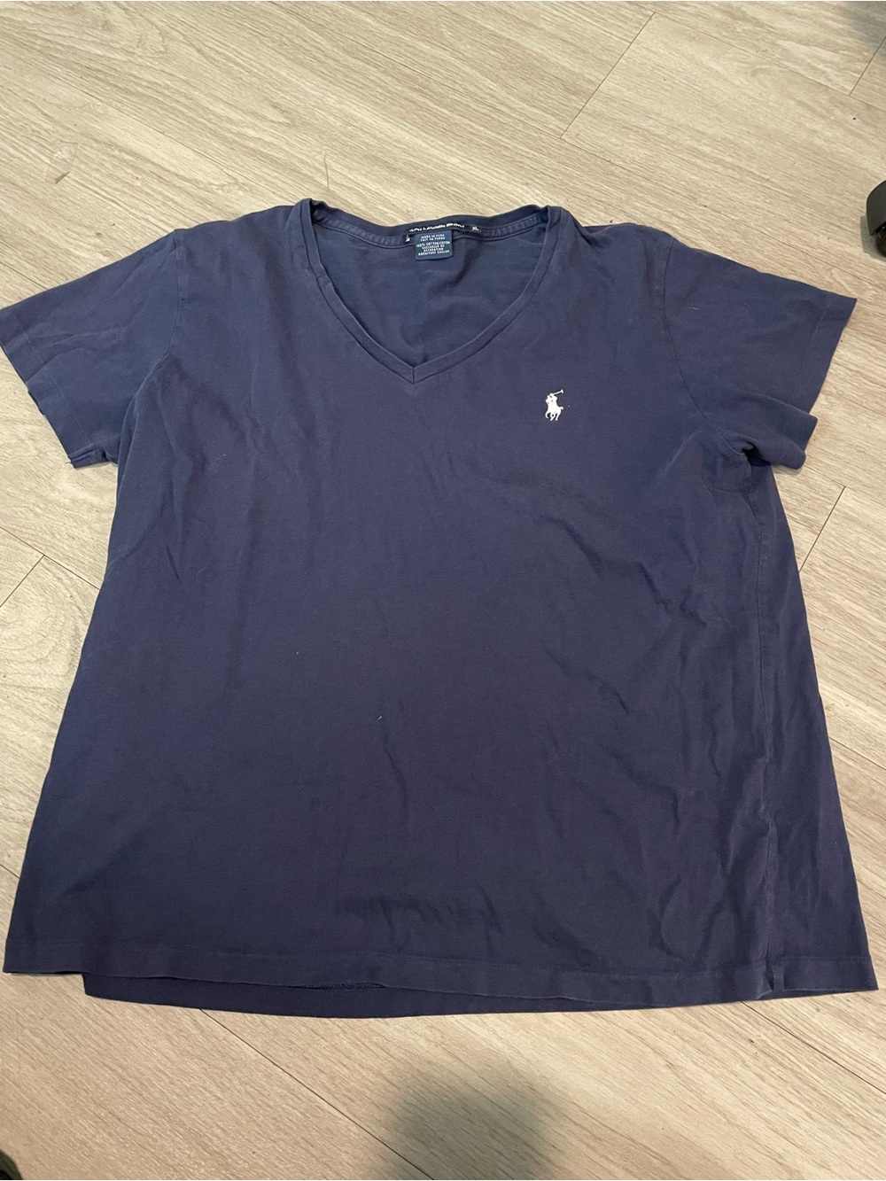 Ralph Lauren Navy V-Neck Short Sleeve Logo Tee